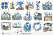 100 watercolour delphinium clip art, a Seasonal Illustration by Poppy Lane Studio (Thumbnail 6 of 12)