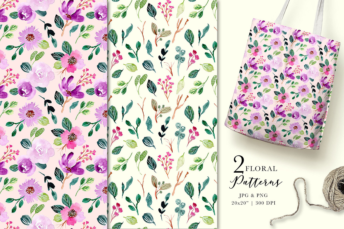 Purple Vibes - Watercolor Clipart, a Decorative Illustration by wulano (Photo 4 of 7)