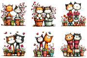 Spring Flower Pot Nursery Cat Clipar, an Illustration by CraftArtStudio (Thumbnail 3 of 6)