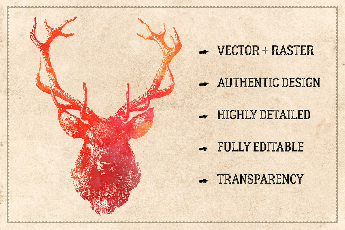 150 Vintage Hunting/Fishing Vectors, an Animal Illustration by Brigantine Designs (Photo 2 of 8)