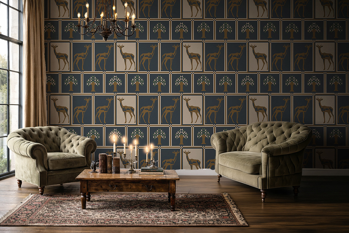 Vintage Deer Geometric Pattern, a Pattern Graphic by StudioGlouna (Photo 6 of 9)