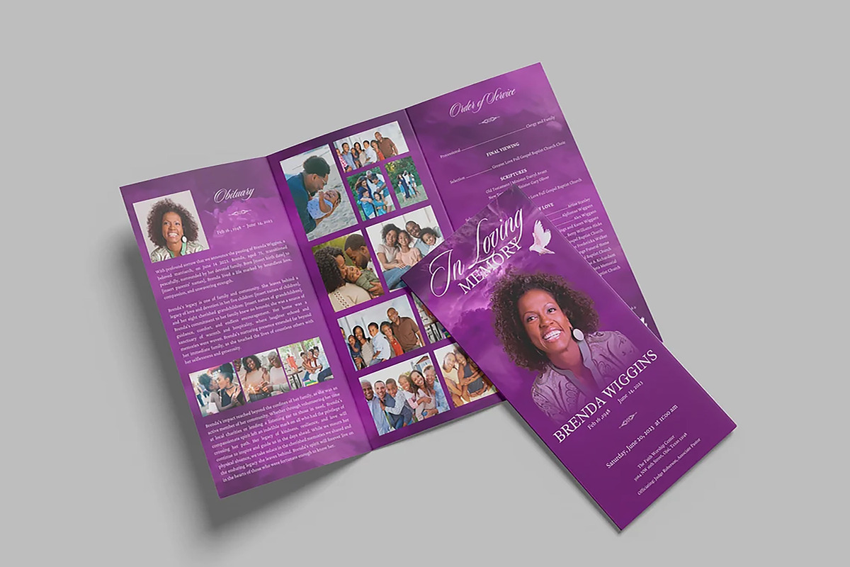 Purple Memories Tabloid Trifold Fune, a Brochure Template by Four C Graphic (Photo 2 of 10)