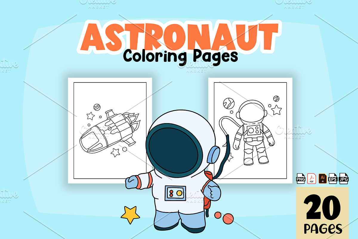 Space & Astronaut Coloring Pages, a Technology Illustration by Sultana177 (Photo 3 of 3)