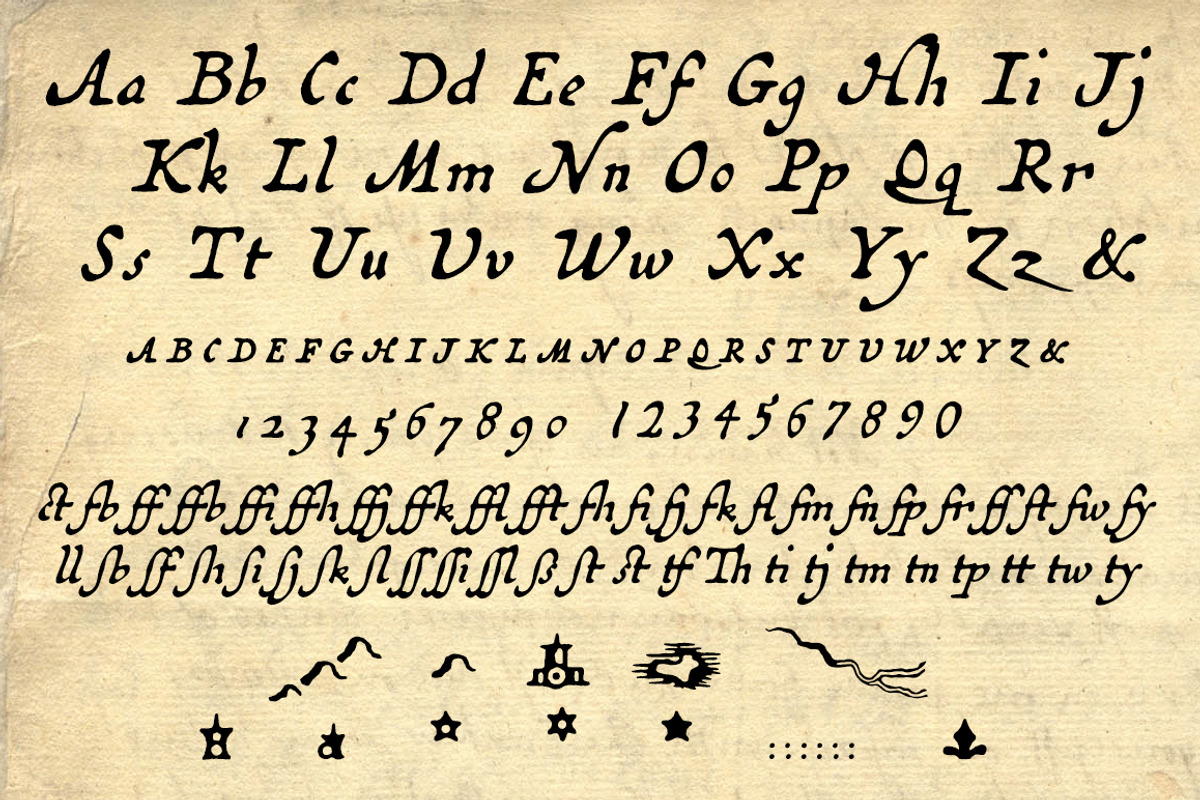Terra Ignota, a 1600s map font preview 2