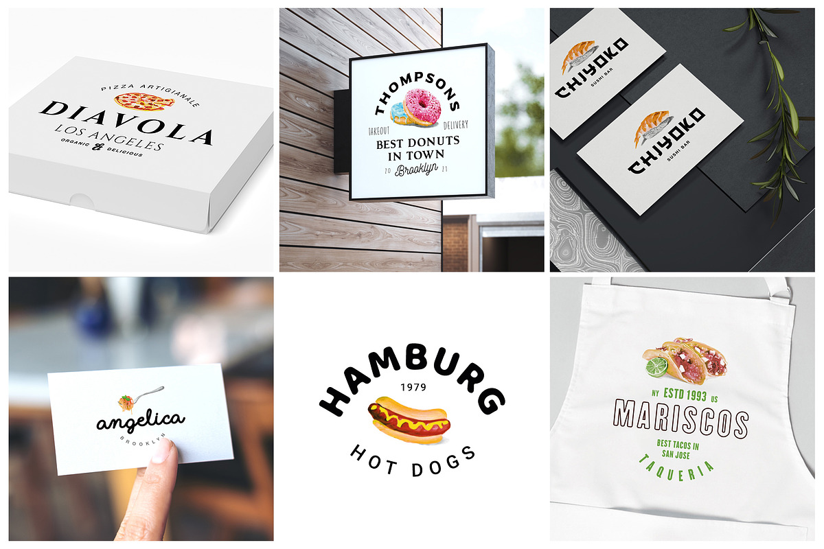12 Food Industry Logos Hand Painted, a Branding & Logo Template by Liviu (Photo 4 of 5)