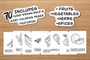 Fruits & Veggies 70 Bold/Easy Pages, a Food Illustration by Bujo Studio (Thumbnail 3 of 3)
