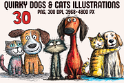 Quirky Dogs & Cats Illustrations, an Animal Illustration by PrintHaven Designs (Thumbnail 1 of 9)