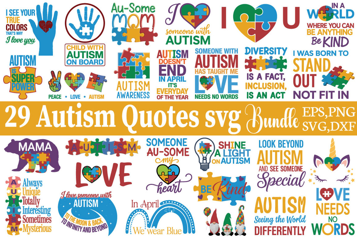Autism Quotes Svg Bundle, an Object Graphic by DollarSmart
