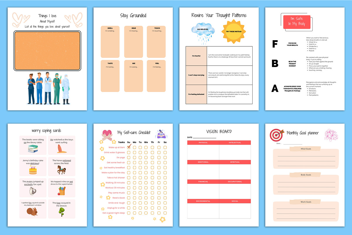 CBT Anxiety Workbook & Journal, a Print Template by Designmela01 (Photo 6 of 8)