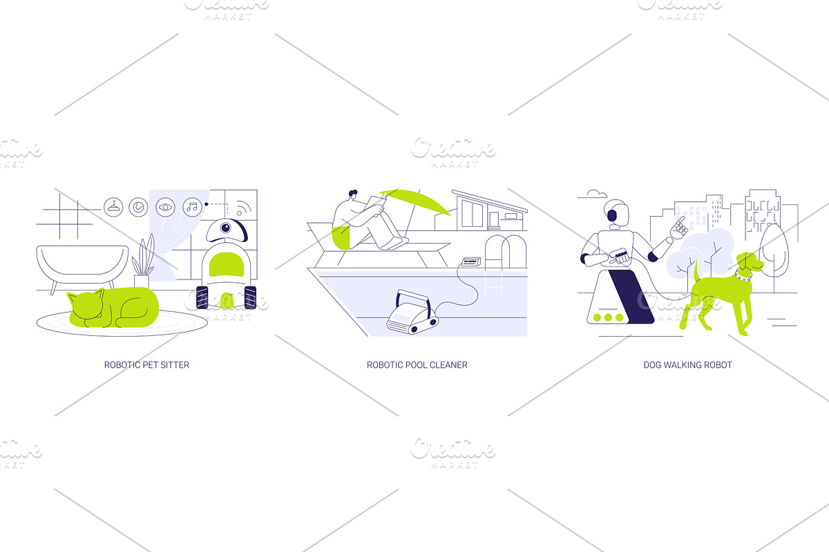 Household robots isolated cartoon, a Technology Illustration by Visual Generation