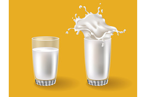 Realistic milk splash in a glass, a Food Illustration by the8monkey