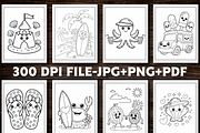 Cute Summer Coloring Pages For Kids, a Seasonal Illustration by Design Station (Thumbnail 4 of 5)