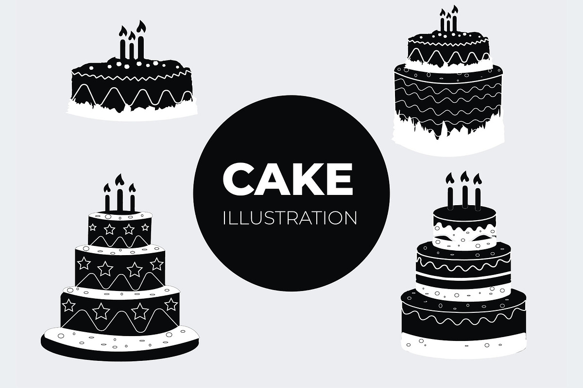 Birthday Cake Silhouette Collection, a Decorative Illustration by nandinigraphics (Photo 1 of 3)