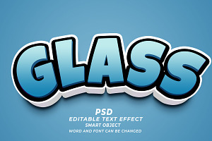 Glass PSD 3d Editable Text Effect