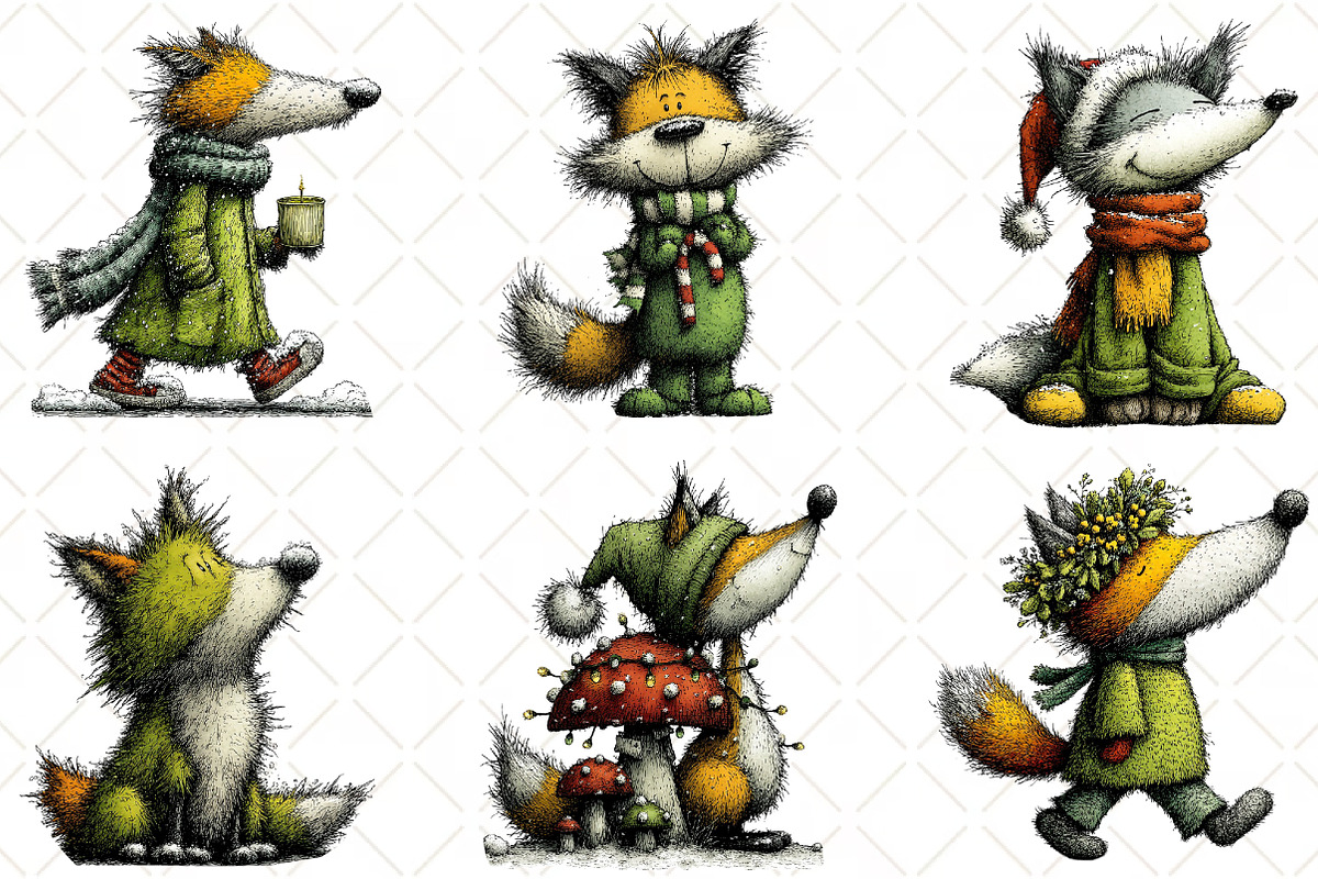 Whimsical Christmas Fox Clipart, an Illustration by Black Bird Studio (Photo 4 of 6)