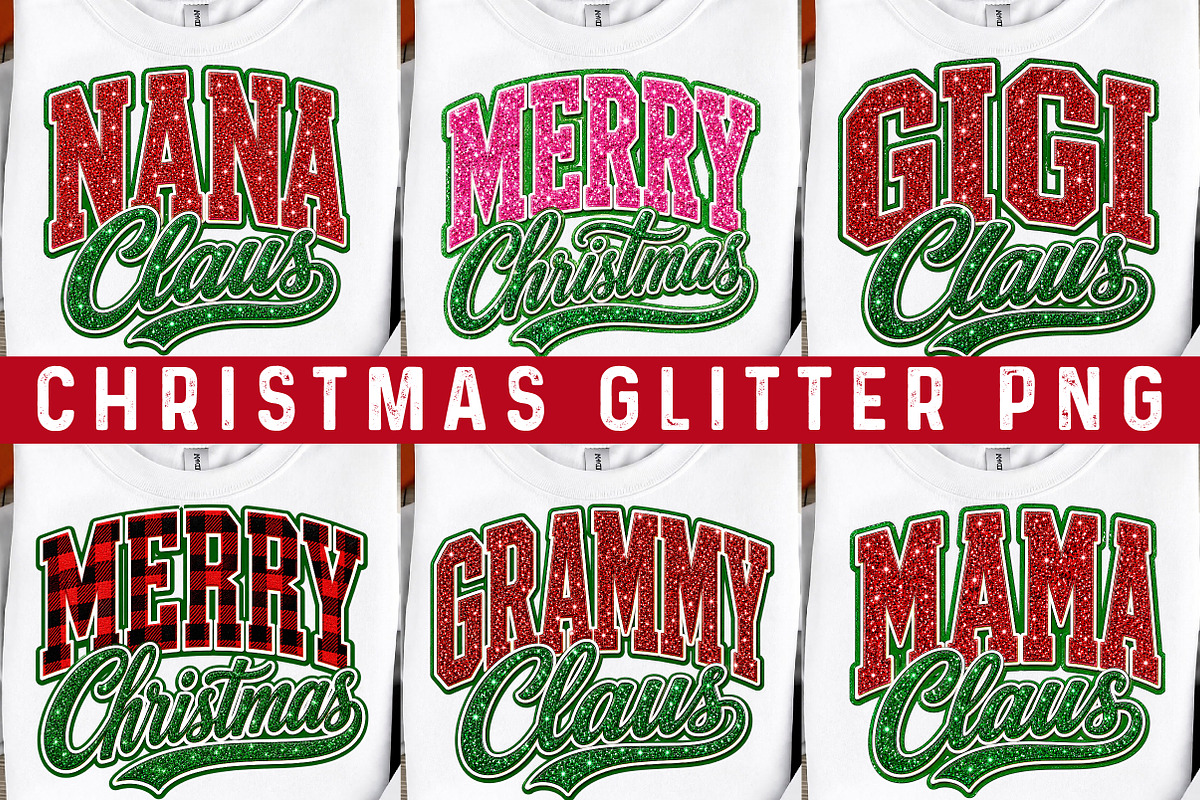 Merry Christmas Glitter Png Bundle, a Transportation Illustration by SinaCreation (Photo 1 of 7)