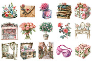 Watercolor Roseful Clipart, an Illustration by Design Market (Thumbnail 2 of 5)