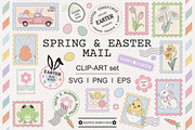 Spring Easter Mail Postage Stamps, a Seasonal Illustration by @olga.angelloz (Thumbnail 1 of 3)