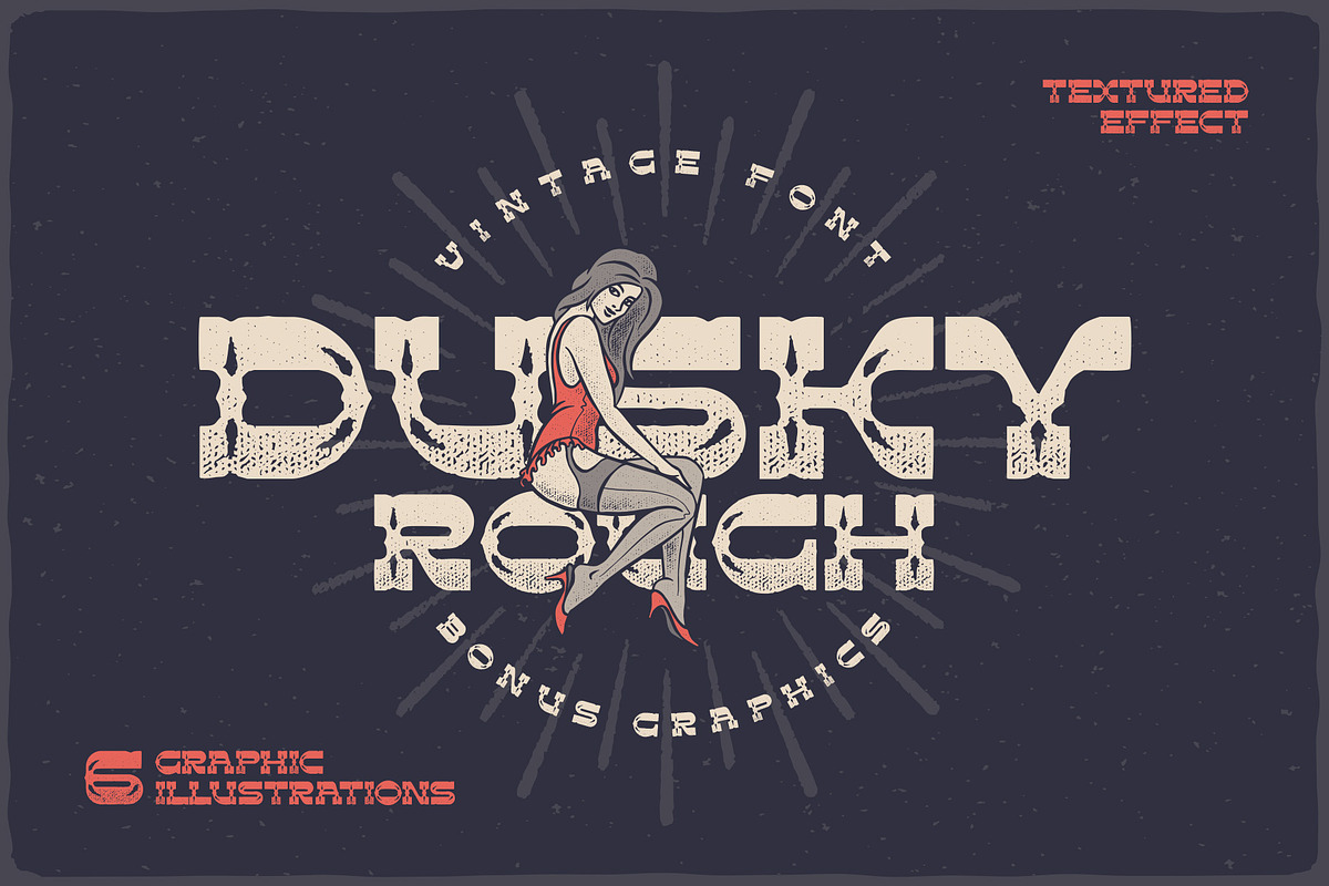 Dusky Rough - font and graphics, a Slab Serif Font by Gleb Guralnyk (Photo 1 of 6)