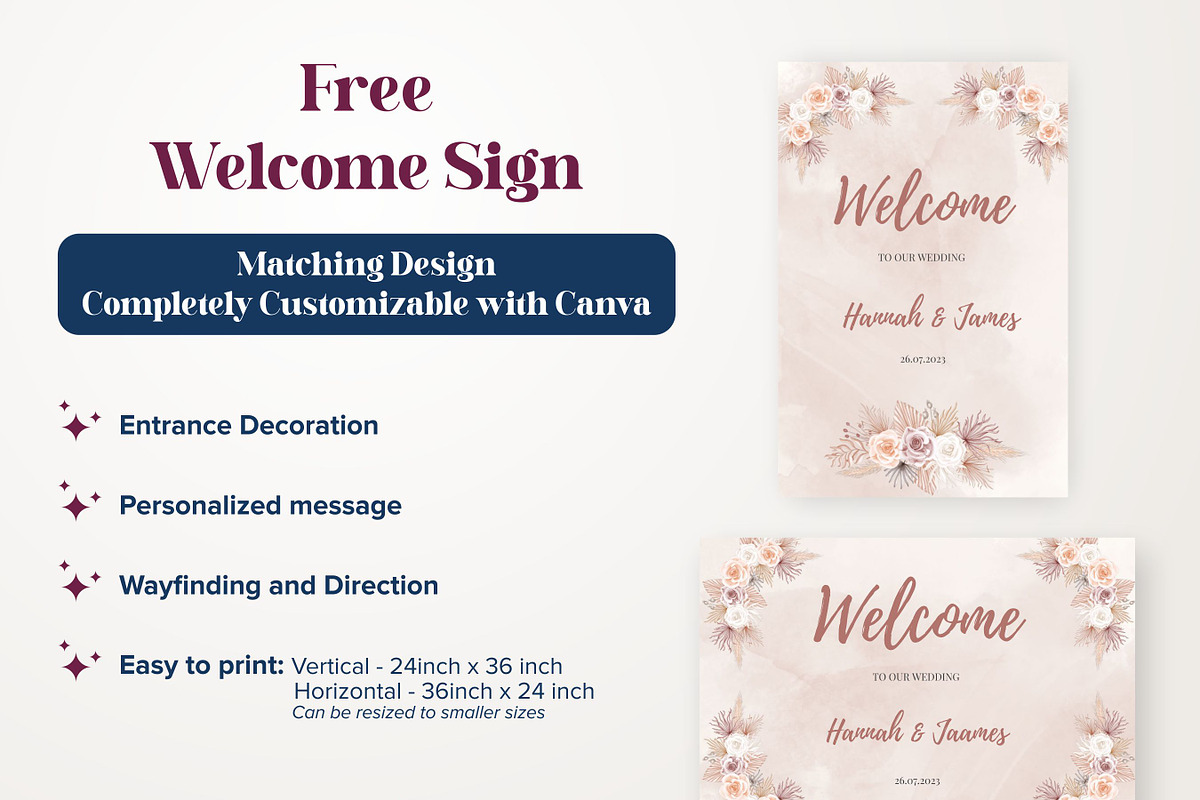 Boho Wedding invitation Set Canva, an Invitation Template by Aks-Designs (Photo 5 of 6)