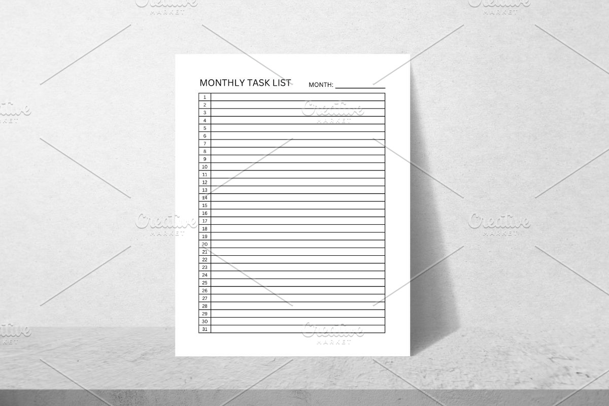 Monthly Task List Planner Tracker, a Print Template by HillTract