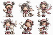 Winter Girl and Reindeer Clipart, an Illustration by Libby Wishes (Thumbnail 4 of 9)