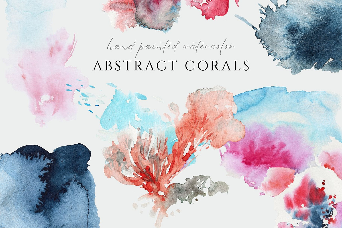Watercolor Abstract Coral Shapes, an Illustration by Kolorata Art (Photo 1 of 9)