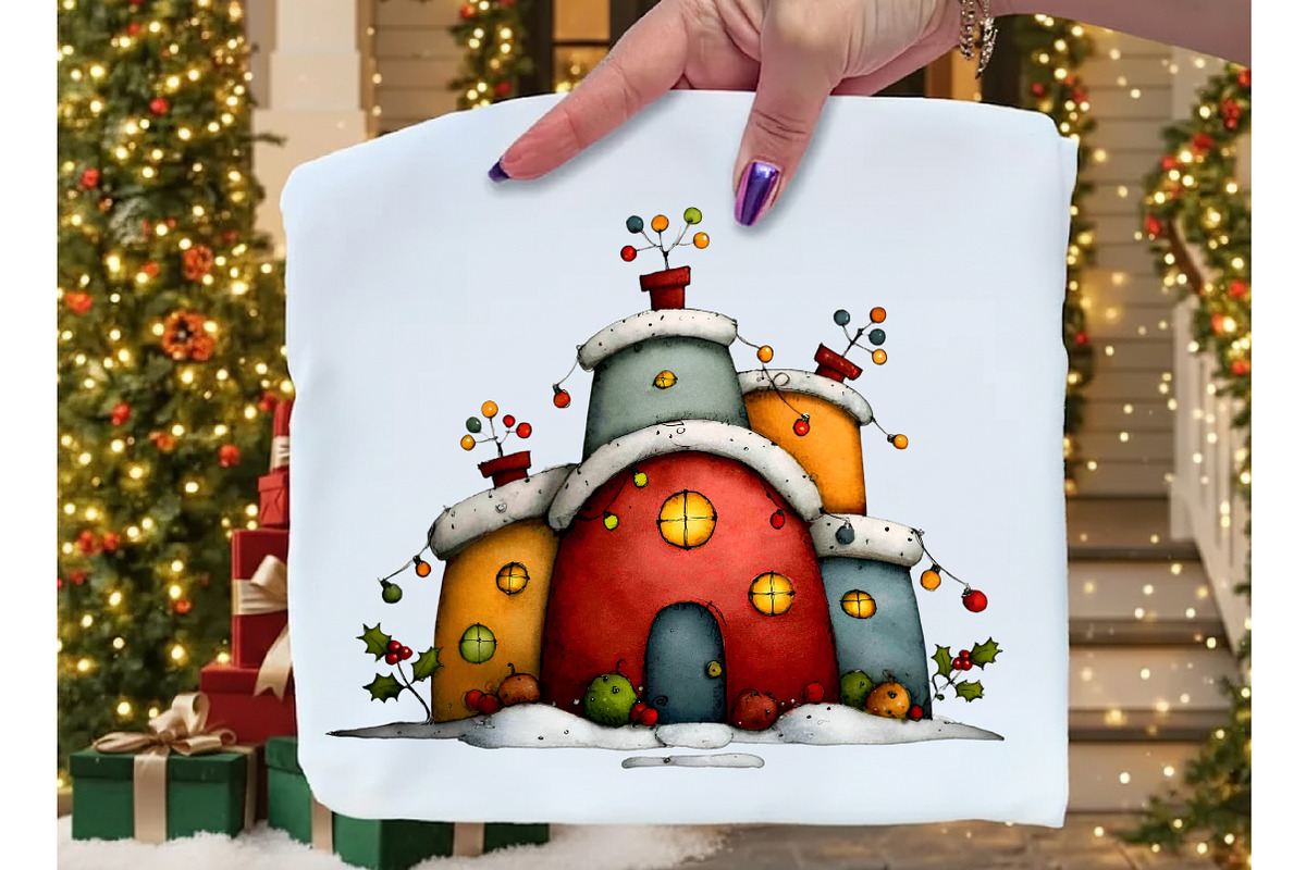 Whimsical Christmas House Clipart, an Illustration by Dream Creation (Photo 5 of 7)