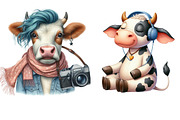Funny Sketch Quirky Cows Clipart, an Illustration by Watercolor design (Thumbnail 4 of 4)