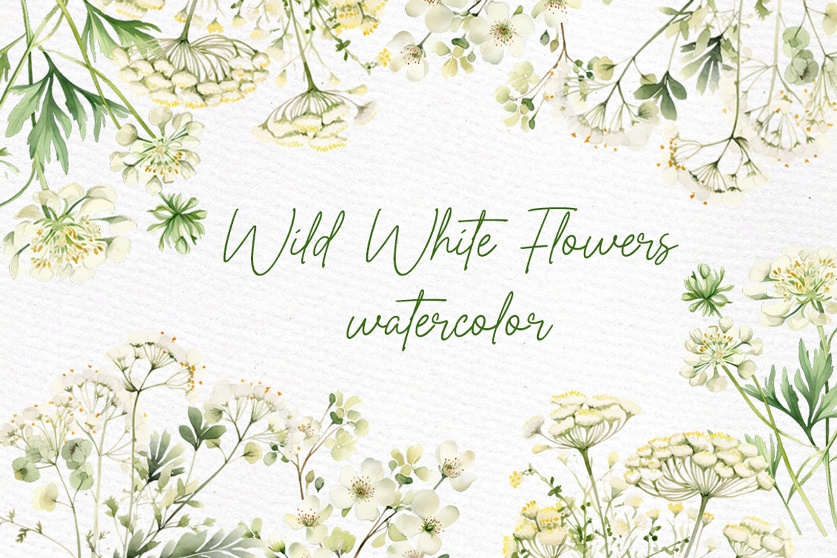 White Flowers Clipart Rustic Flowers, a Decorative Illustration by LeCoqDesign (Photo 1 of 5)
