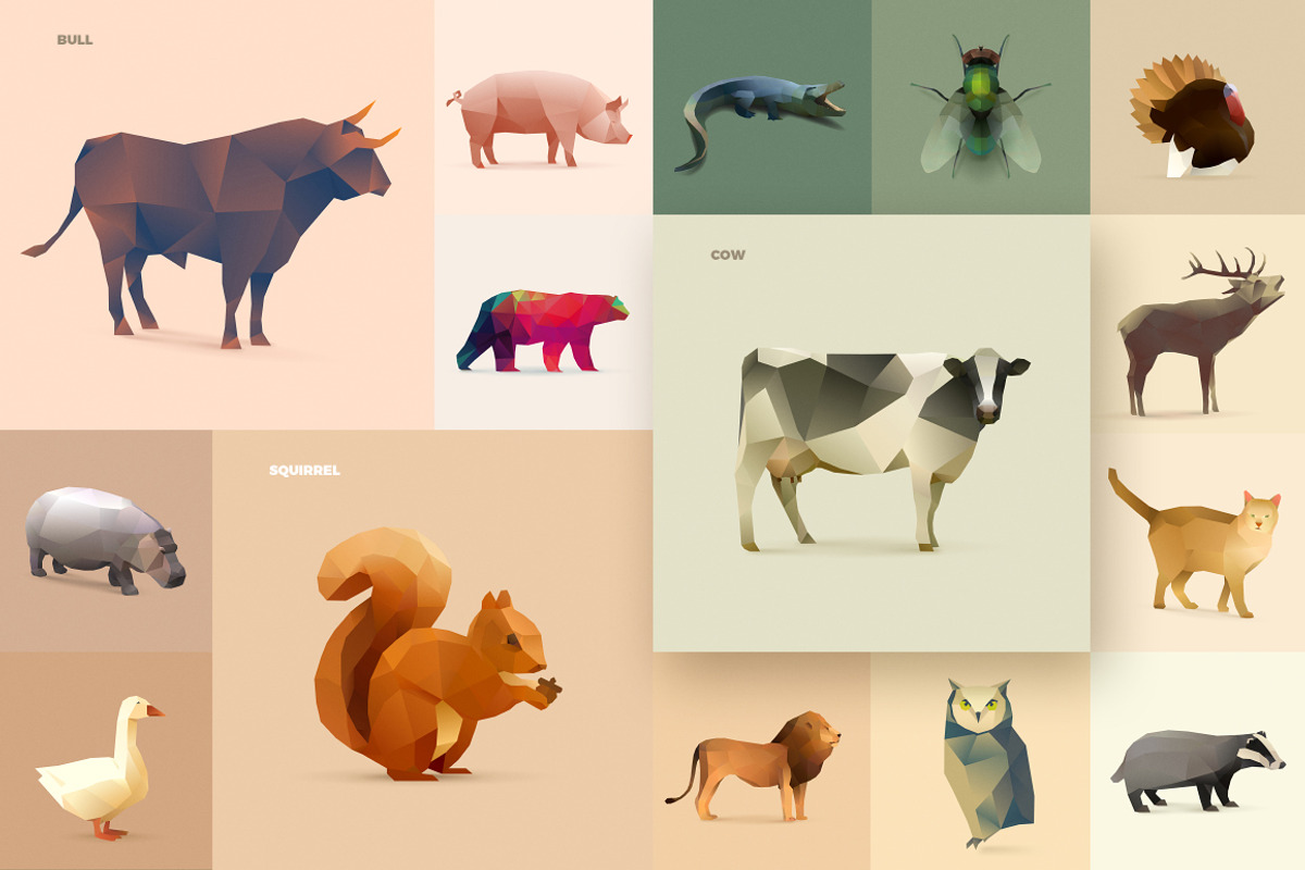 Set of Polygonal Animals, an Animal Illustration by blauananas (Photo 4 of 7)