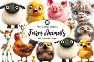 Quirky Farm Animals Clipart Png, a Transportation Illustration by SinaCreation