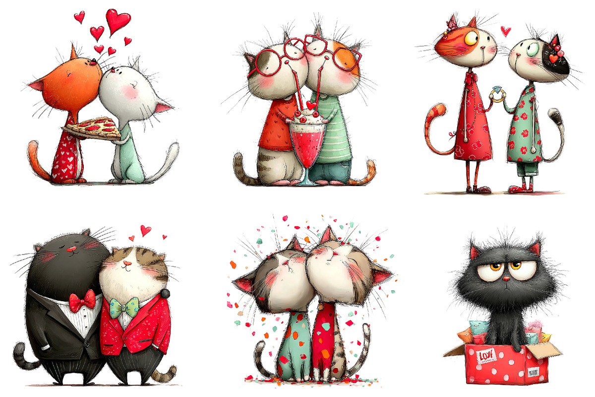 Sassy cat couple png clipart, an Illustration by CreationArt (Photo 4 of 7)