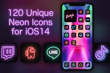120 Underground Neon App Icon Covers