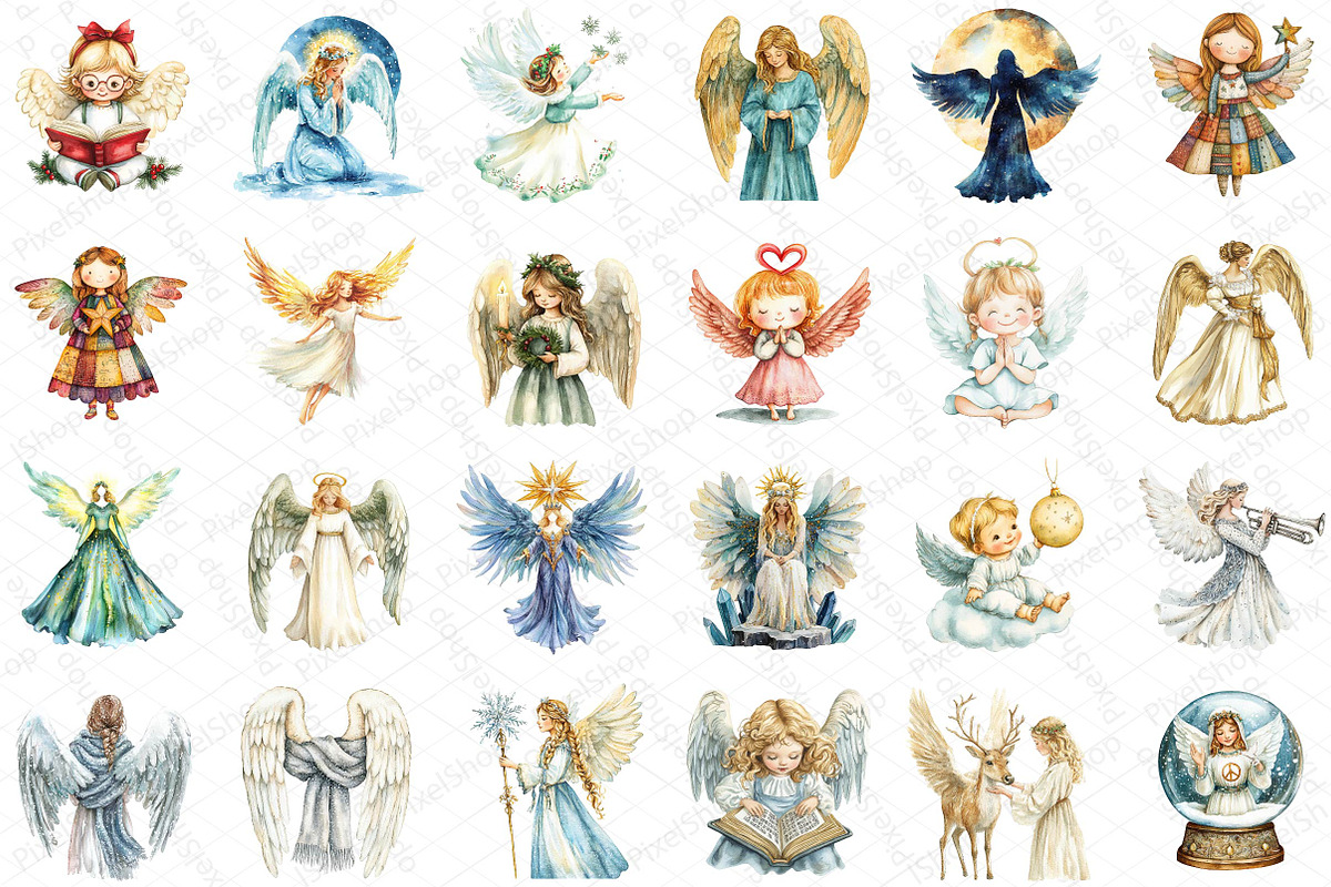 Christmas Angel Clipart, an Illustration by DreamPrint404 (Photo 2 of 5)