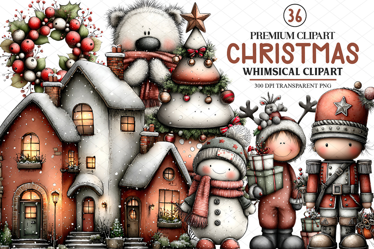 Whimsical Christmas Clipart, an Illustration by cherrydesign (Photo 1 of 4)