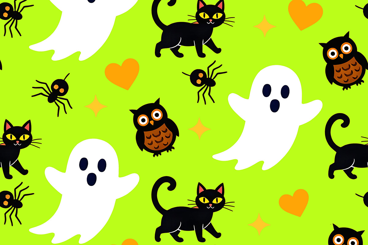 Ghosts and Cats Seamless Pattern, a Pattern Graphic by Sharon Schwalbe (Photo 1 of 4)