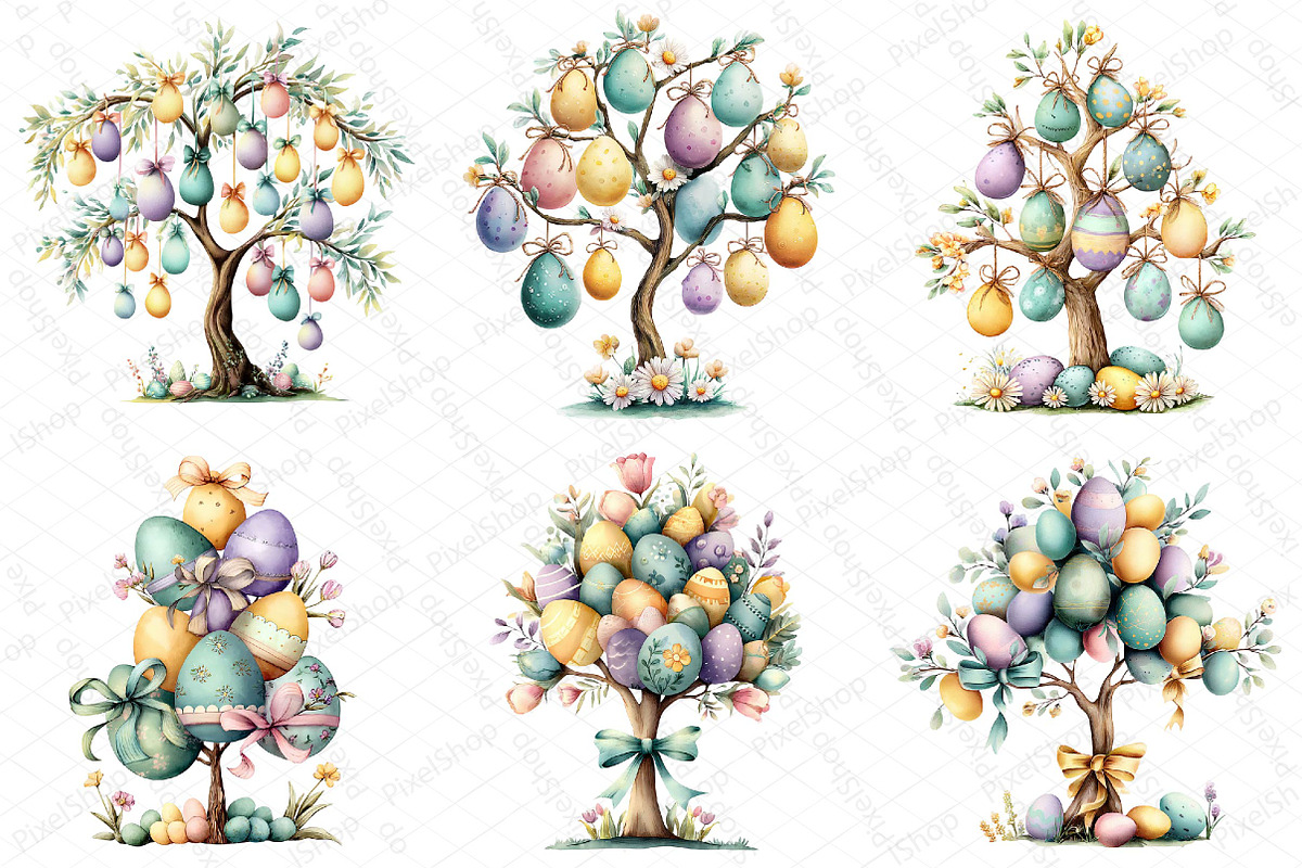 Easter Tree Clipart PNG Bundle, an Illustration by DreamPrint404 (Photo 2 of 6)
