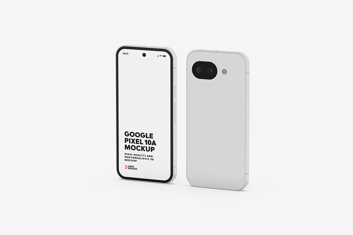 Google Pixel 10a Mockup, an Android Mockup by UnicDesign (Photo 9 of 12)