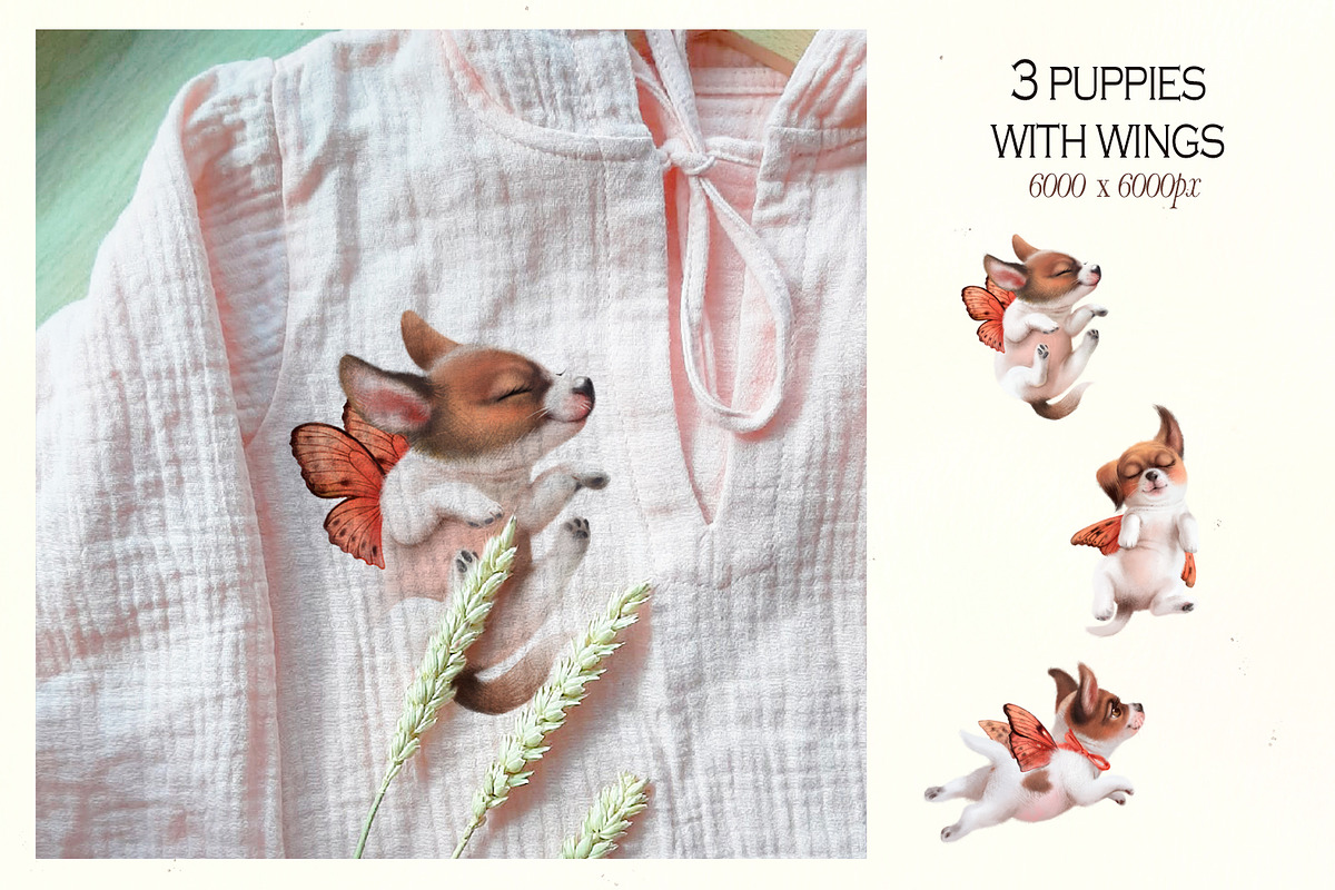 Autumn flying puppies digital pencil, an Illustration by TanyaSchuka (Photo 4 of 9)