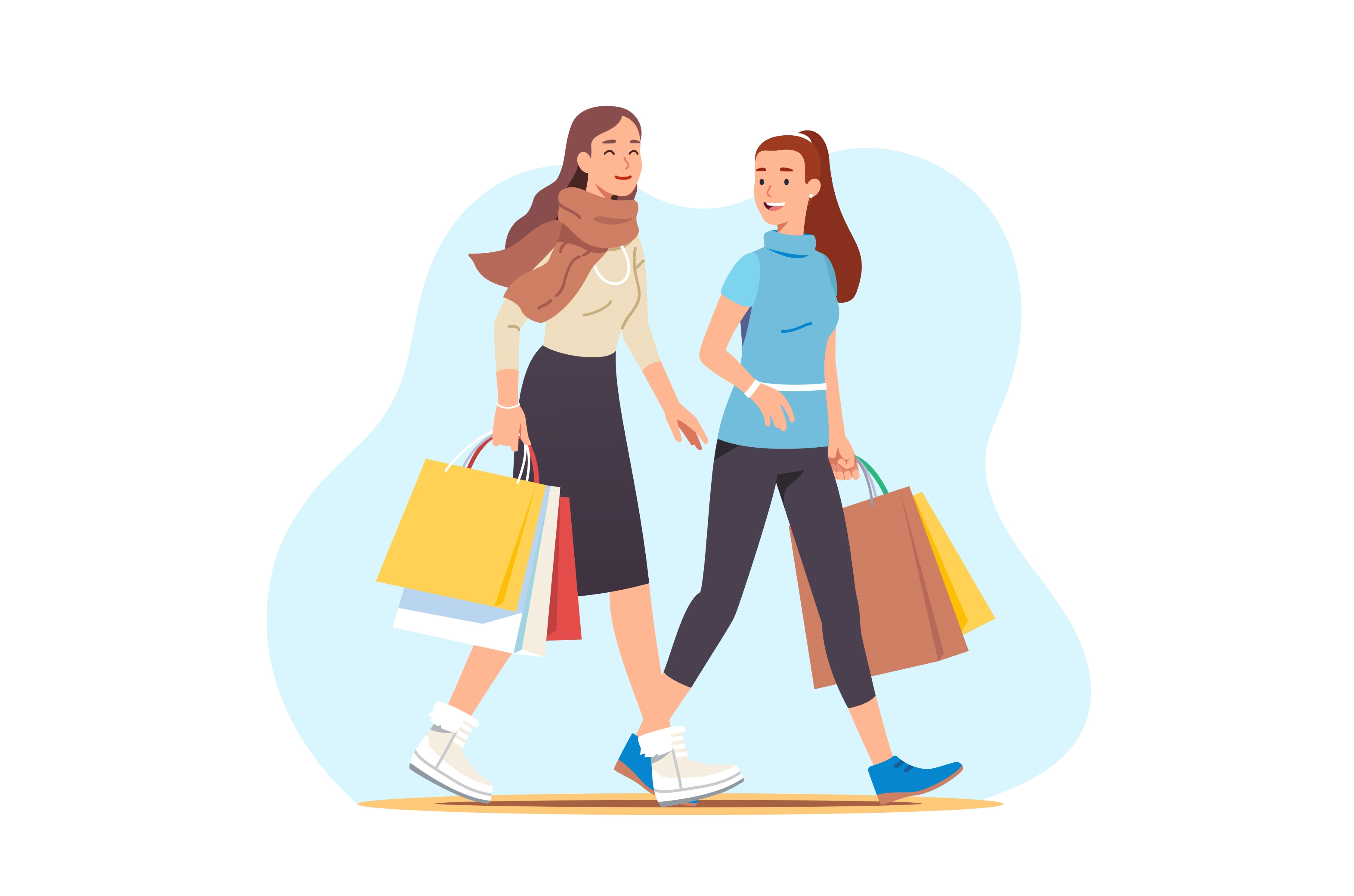 Shopper girls with satisfied faces | People Illustrations ~ Creative Market