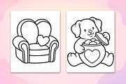 Cutie Love Coloring Pages, an Animal Illustration by Inkivelle Studio (Thumbnail 2 of 3)