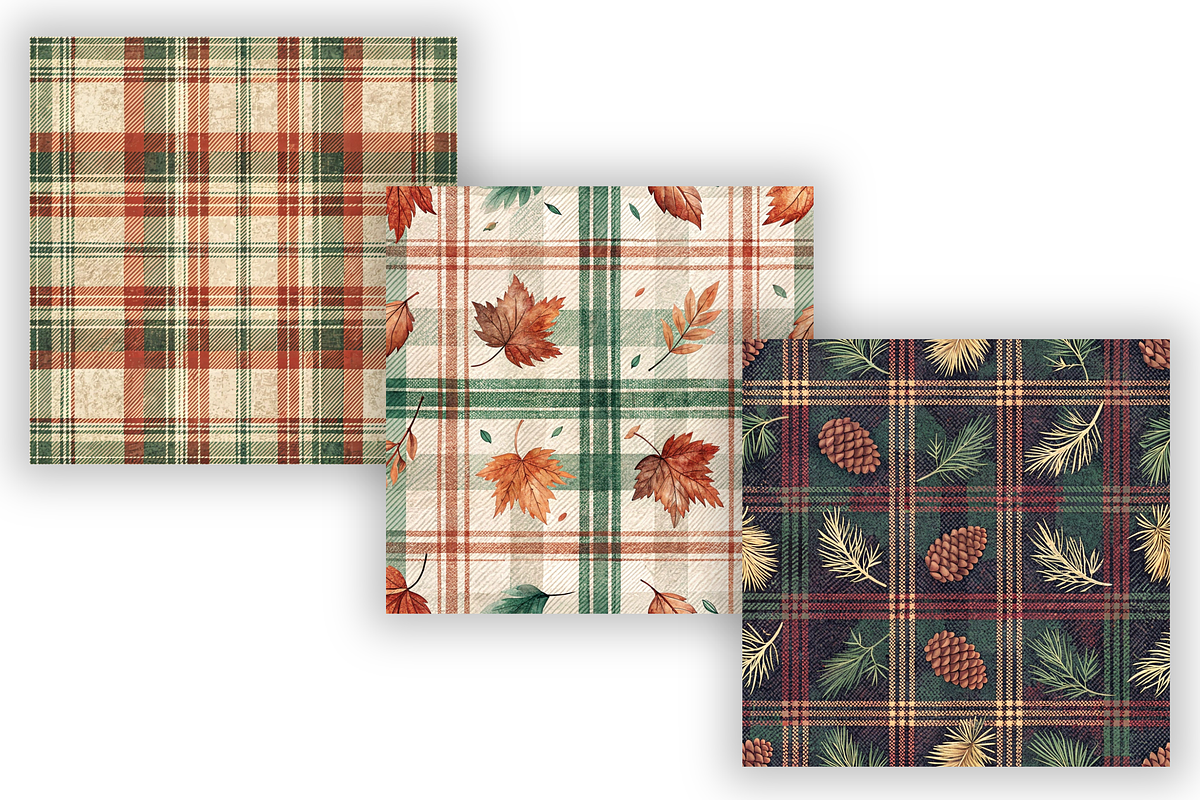 Rustic Plaid Flannel Autumn Patterns, a Pattern Graphic by FloridPrintables (Photo 3 of 9)
