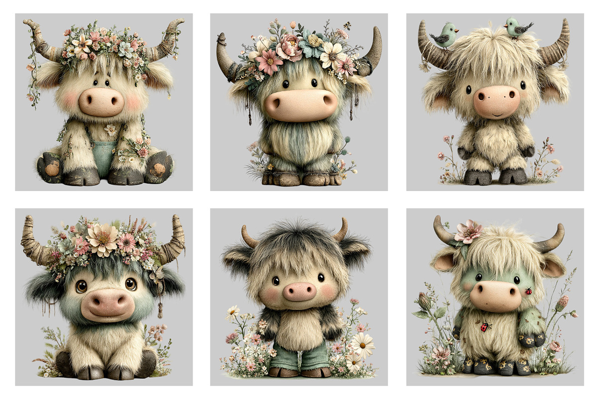 Whimsical Summer Highland Cow, an Illustration by Black Bird Studio (Photo 3 of 6)