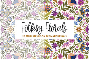 Folksy Florals Drawing Templates