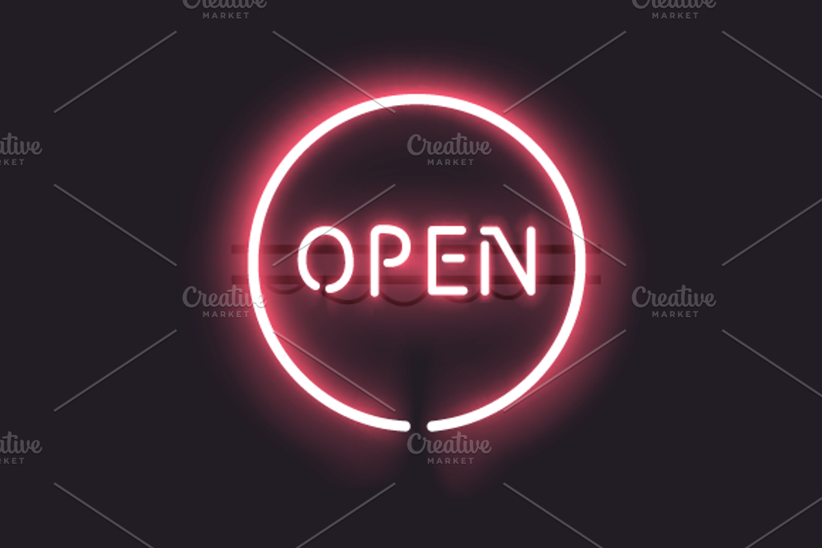 Neon Open Sign, a Decorative Illustration by Davooda