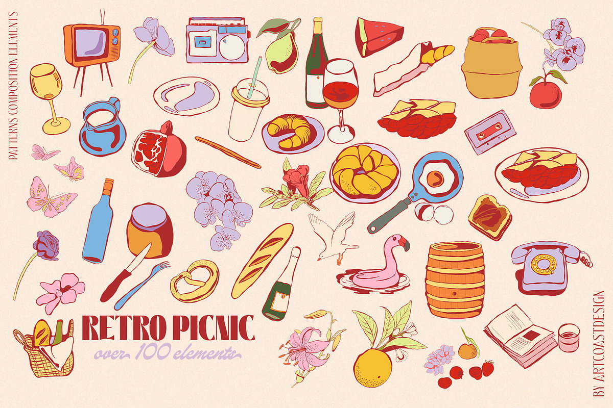 Retro Picnic & Affirmations Posters, a Food Illustration by nadispasibenko (Photo 9 of 14)