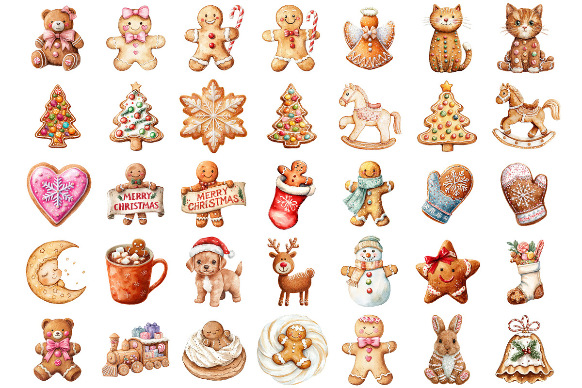 Cute Gingerbread Christmas Clipart, an Illustration by Sublimation Artist (Photo 2 of 6)