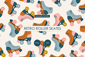 Retro Roller Skates Seamless Pattern
