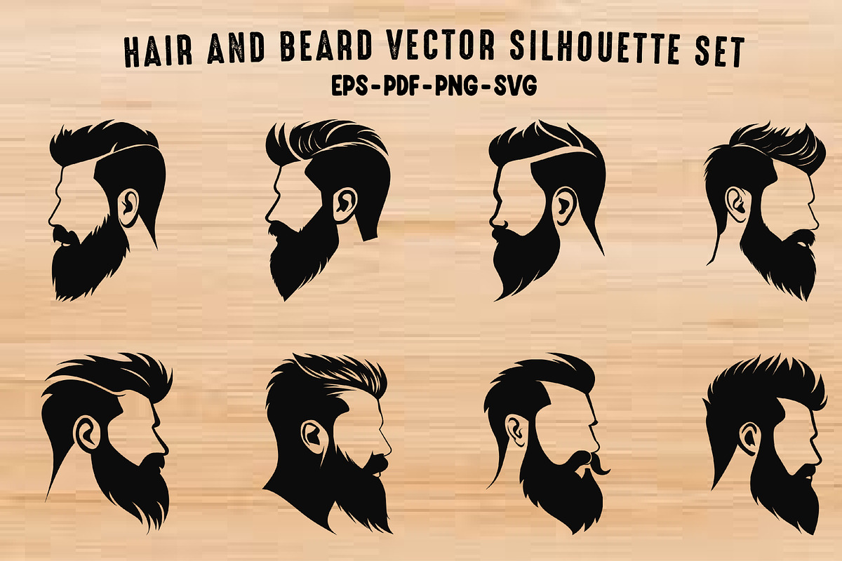 Hair and Beard Vector Silhouette Set, a Person Illustration by Gfx Expert Team (Photo 1 of 3)